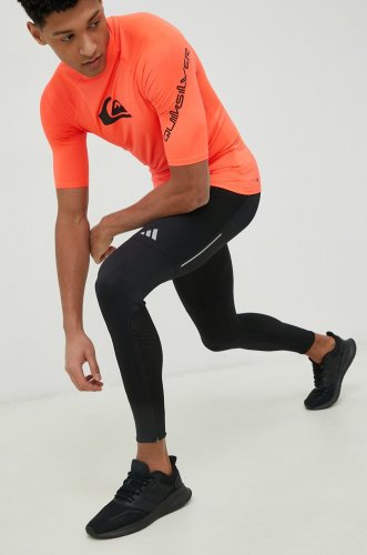 adidas Performance leggins de alergare Saturday culoarea negru, neted