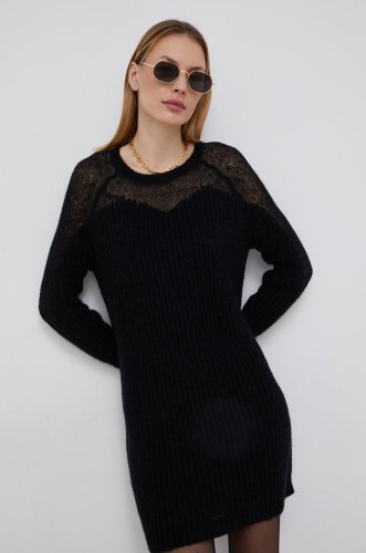 Bimba Y Lola rochie din amestec de lana culoarea negru, mini, oversize