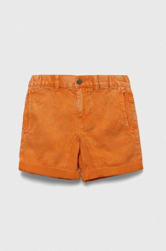 United Colors of Benetton pantaloni scurti din denim pentru copii culoarea portocaliu