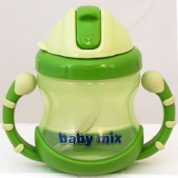 Baby Mix - Cana cu manere si pai verde 200 ml