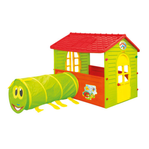 Casuta Play House cu Tunel Caterpillar