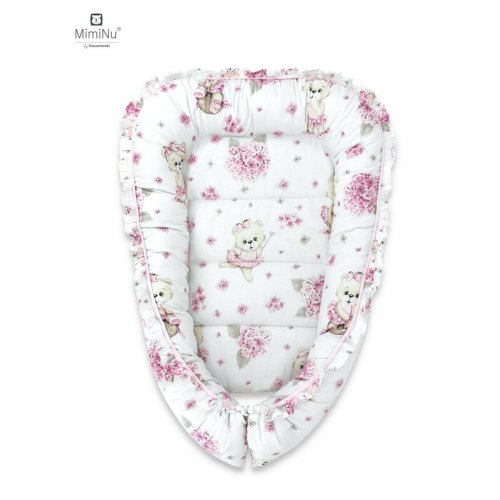 Cosulet bebelus pentru dormit MimiNu Baby Cocoon bumbac 75x55 cm Design Pink Ballerina