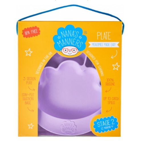 Nana's Manners - Farfurie din silicon cu ventuza pentru toddleri etapa 2 mov lila
