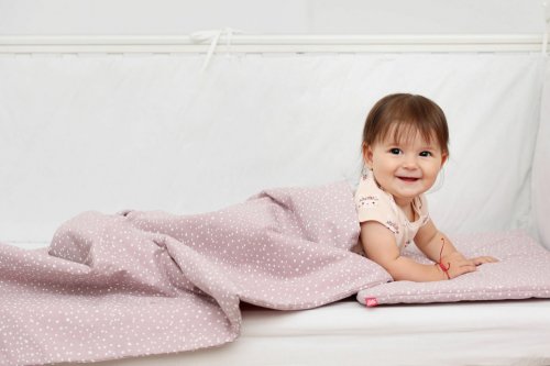 Lenjerie de pat copii 4 piese Marshmellow Spots Kidsdecor din bumbac 70 x 120 cm 110x125 cm