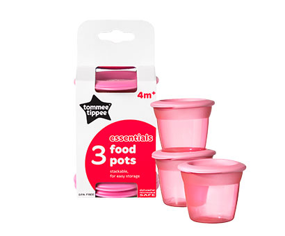 Tommee Tippee - Recipiente de stocare hrana cu capac x 3 buc roz