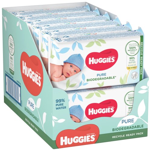 Servetele umede Huggies Pure Biodegradabile, 12 pachete x 56, 672 buc