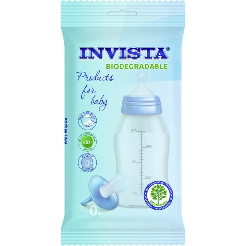 Set 15 servetele umede bebelusi biodegradabile albastru Invista IV3205