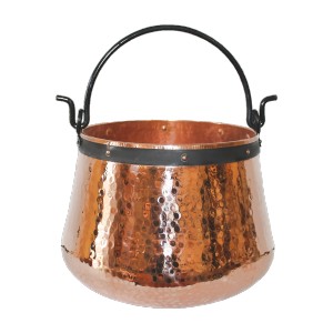 Almacucina - Ceaun traditional, cupru masiv, toarta fier forjat, 15 litri
