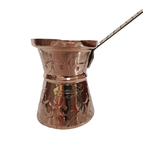 Mediterranean Art - Ibric cafea din cupru solid gravat, 240ml, maner bronz, extraaroma n5