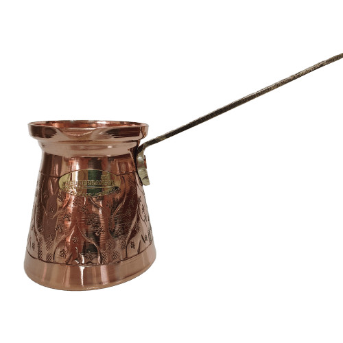 Mediterranean Art - Ibric cafea din cupru solid gravat, 310ml, maner bronz, elit n5