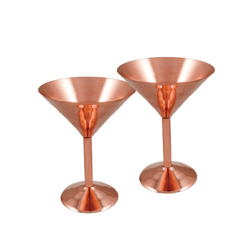 Mediterranean Art - Set 2x cupe martini, cocktailuri, sampanie din cupru solid