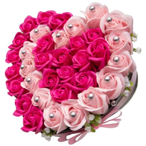 Inovius - Aranjament floral trandafiri - cutie inimioara 37 trandafiri ceara - vltn137