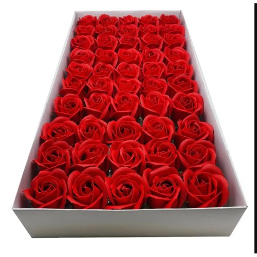 Cutie Trandafiri Sapun 50 buc - 5 cm - Rosu