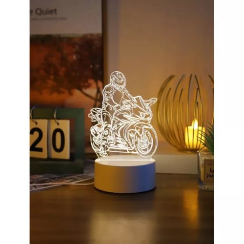 Inovius - Lampa decorativa 3d motociclist - 11.3 x 10 x 18.5 cm