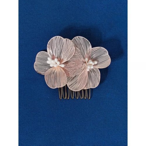 Pieptene de Par Mireasa Tip Floare,Auriu - 7 x 5.5 cm- 02999