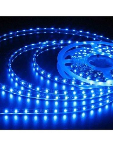 Banda LED flexibila, SMD3528, 12V DC, 4.8W/M, 60LED-uri/M, albastru, 5m, nerezistenta la apa