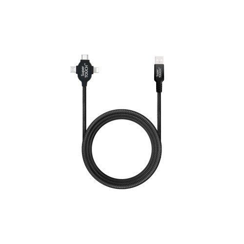 Cablu de date 3 in 1 Lightning, Micro USB, Type-C Super TOUCH, negru