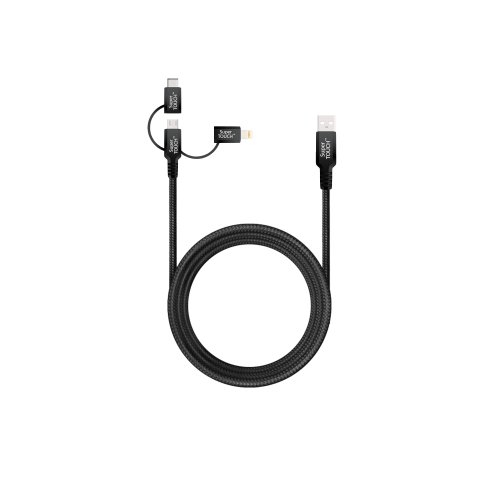 Cablu Super TOUCH Micro USB & Type-C & Lightning, negru