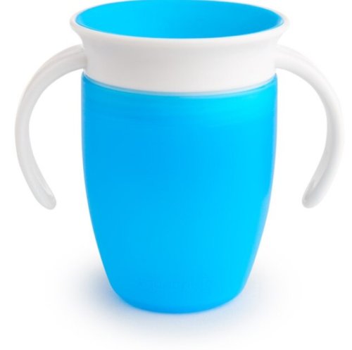 Cana anticurgere 360° cu manere pentru bebe, fara BPA, 200 ml, 6 luni+, albastru, buz