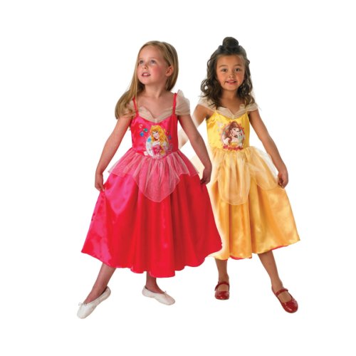 Costum reversibil Disney Belle si Aurora, Frumoasa si Bestia, Glitter Printess 120 - 130 cm 7-8 ani