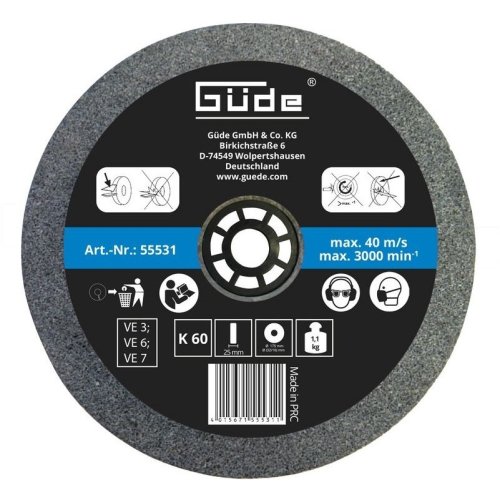 Disc abraziv pentru polizor de banc Guede GUDE55531, Ø175x25x32 mm, granulatie K60