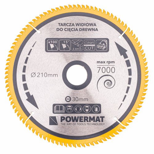 Disc circular pentru lemn TDD-210x30mm 100 dinti, Powermat PM0891