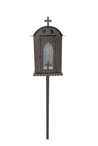 Grs Holding - Felinar metalic pentru cimitir, grs, f4, vopsit electrostatic, cupru lovitura de ciocan, maro, cu picior, 95x21 cm
