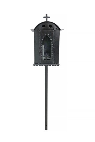 Grs Holding - Felinar metalic pentru cimitir, grs, f4, vopsit electrostatic, negru tip structurat, cu picior, 95x21 cm