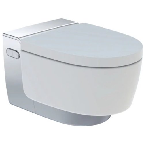 Geberit aquaclean mera comfort set vas wc rimfree suspendat, capac soft-close electric cu functie de bideu, 39x59 cm, crom