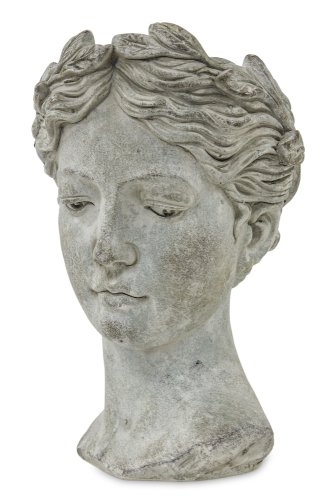 Decodepot - Ghiveci de piatra, forma cap femeie, gri, 35x22 cm
