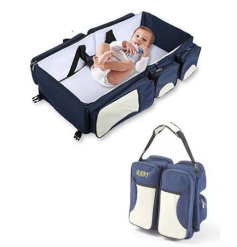 Kit de calatorie pentru bebelusi - Geanta cu accesorii 3 in 1 Bleumarin