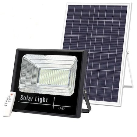 Kit proiector puternic FOXMAG24, LED, 200W rezistent la apa, panou solar mare, telecomanda