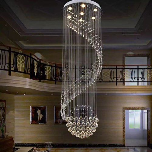 Lampa suspendata eleganta , Candelabru cristal 9830 Cu bec LED 35W, aluminiu/cristale artificiale, culoarea cromului