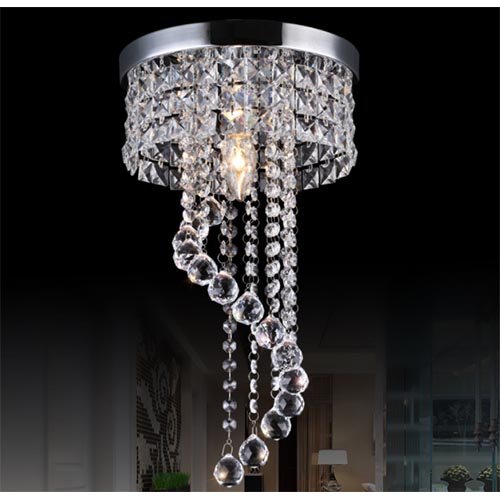 Lampa suspendata eleganta Candelabru cristal , aluminiu/cristale artificiale, culoarea cromului Diametru 20cm 106/200CH