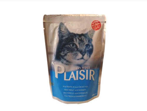 Plaisir - Mancare cu pastrav pentru pisici adulte plaisi, 100 g