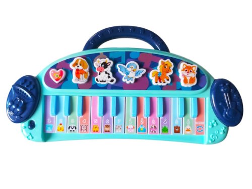 Pian interactiv pentru copii cu butoane care emit diverse melodii, albastru, 30 cm LTOY52