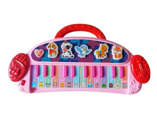 Pian interactiv pentru copii cu butoane care emit diverse melodii, Roz, 30 cm LTOY52-1