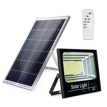 Proiector led FOXMAG24, cu panou solar si telecomanda, senzor de lumina, 300W