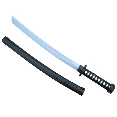 Sabie de jucarie IdeallStore®, Ninja Warrior, plastic, LED, sunete, 67 cm, negru