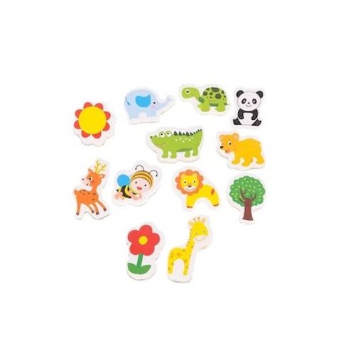 Set 12 magneti de frigider, cu animale, figurine educative pentru copii, set Multicolor