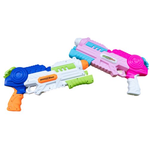 Set 2x Pistol cu Apa pentru Copii, Rezervor, Pentru Piscina/Plaja, Flippy, 6ani+, Roz + Albastru, 1000 ML