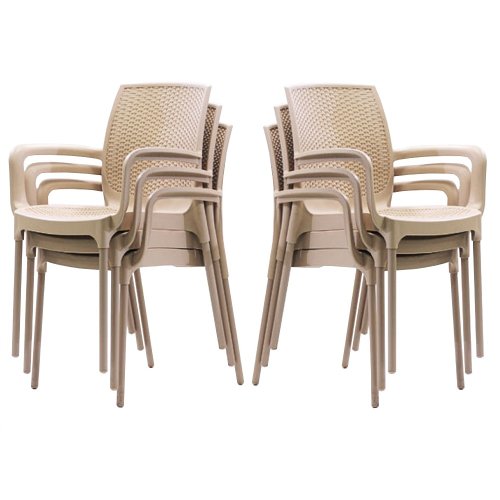 Set 6 scaune CULINARO SUNSET RATTAN culoare cappuccino D57xH84xW57xSH45cm polipropilena/fibra sticla
