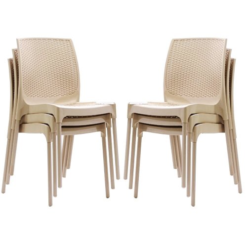 Set 6 scaune gradina CULINARO SUNNY RATAN culoare cappuccino D56xH84xW45xSH45cm polipropilena/fibra sticla
