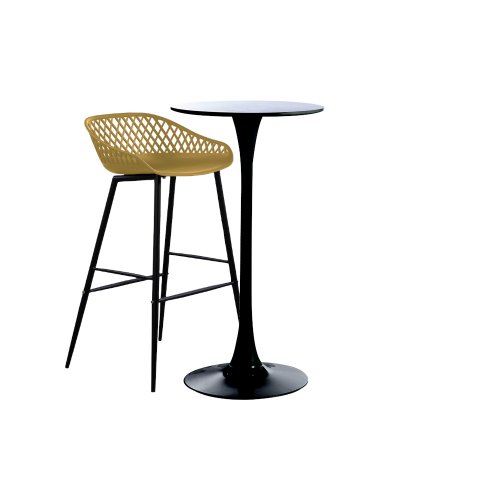 Set bar, cafenea, masa neagra 60x101cm si un scaun Toyama galben negru 48x47x95cm
