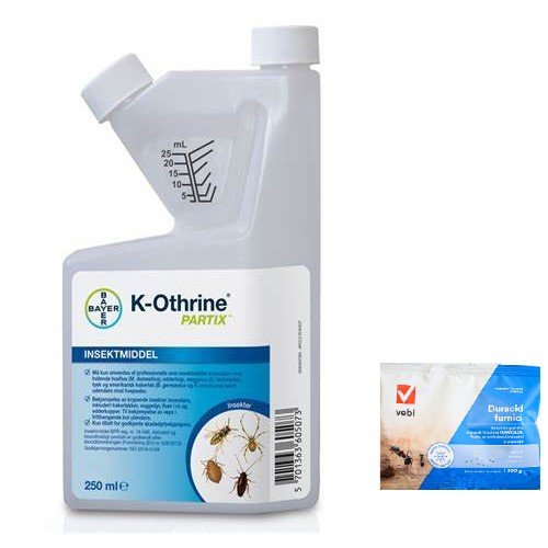 Set insecticid K-Othrine Partix SC 250 ml si Duracid granule furnici 100 gr, anti plosnite de pat, tantar negru, gandaci, purici, muste
