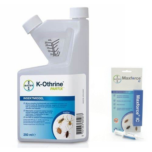 Set insecticid K-Othrine Partix SC 250 ml si gel Bayer Max Force 5 gr anti insecte, plosnite de pat, tantar negru, gandaci, purici, muste