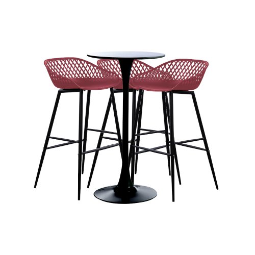 Set masa si scaune de bar, masa neagra 60x101cm cu 3 scaune mov negru Toyama 48x47x95cm