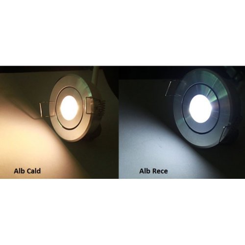 Spot LED incastrabil, 1W, mini, rotund, lumina alb cald