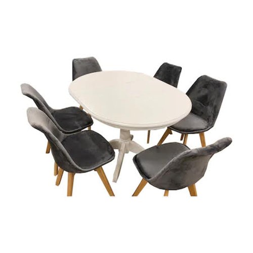 Liderfurniture.ro - Set lid 75 masa extensibila cu 6 scaune tapitate catifea neagra, 90cm restransa, 120cm extinsa, 90cm latime, 75cm inaltime