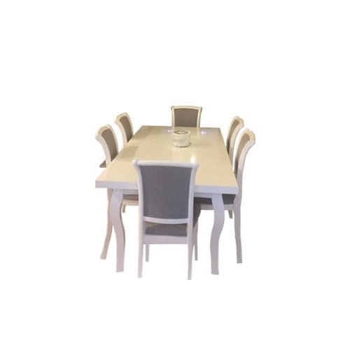 Liderfurniture.ro - Set lid 76 masa living pentru 6 persoane, scaune tapitate gri, 140 cm lungime, extensibila la 180 cm